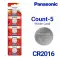 Panasonic 5-Count Cr2016 Lithium Batteries, 3V Coin Cell (Blister Card)-0 thumb