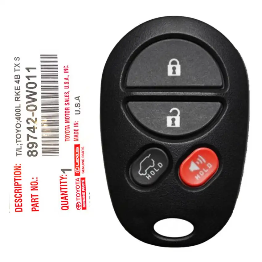 2008-2013 Toyota Highlander Keyless Entry Remote Key 89742-0W011 GQ43VT20T