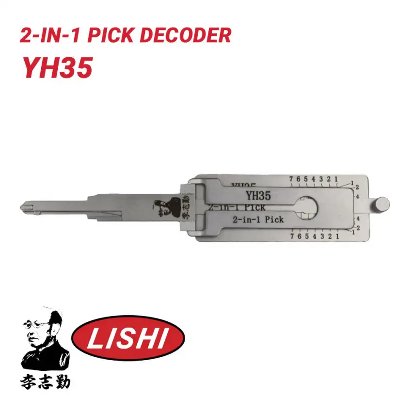 Original Lishi YH35 for Yamaha Motor Bikes (REVERSE OF YH35R) 2-in-1 Pick & Decoder Anti Glare