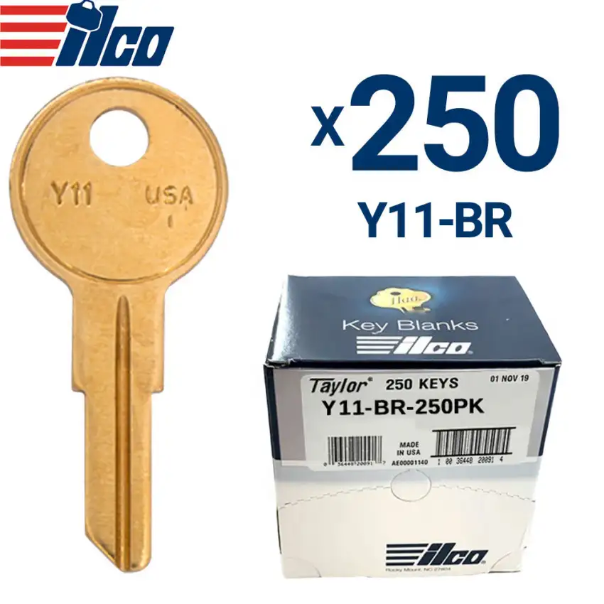 ILCO Y11 Metal Head key Blank Brass Finish for Yale Pack Of 250